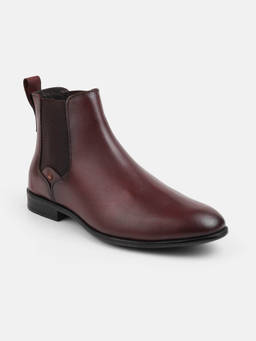 Mochi - Maroon Contemporary Mens Chelsea Boots