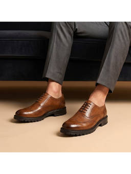 Metro - Men's Brown Formal Brogues