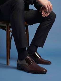 Mochi - Men's Brown Formal Lace Up Derbies