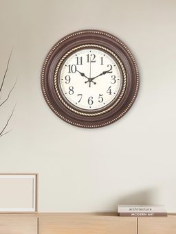 At Home by Nilkamal - Golden Beads Plastic Wall Clock -Brown