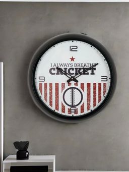 At Home by Nilkamal - 83 Breath Cricket Wall Clock -Black
