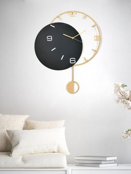 At Home by Nilkamal - Aurora Wall Clock -Black & Gold