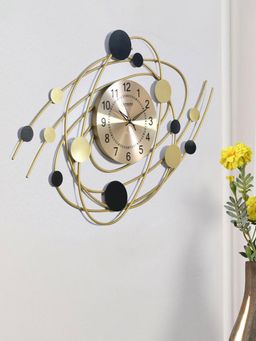 At Home by Nilkamal - Orbit Wall Clock -Black & Gold