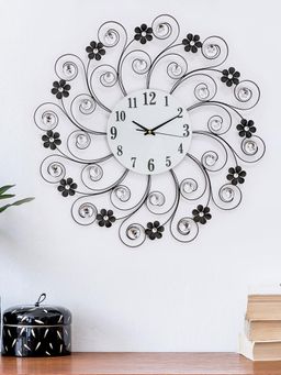 At Home by Nilkamal - Twigs Crystal Wall Clock -Black