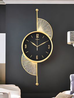At Home by Nilkamal - Half N Half Wall Clock -Black & Gold