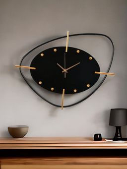 At Home by Nilkamal - Abstract Pebble Wall Clock -Black