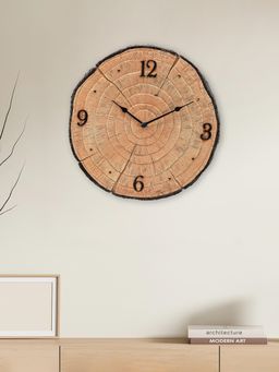 At Home by Nilkamal - Tree Trunk Wall Clock -Brown