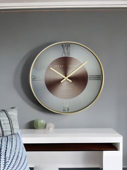At Home by Nilkamal - Aurous Analog Wall Clock -Red & Gold