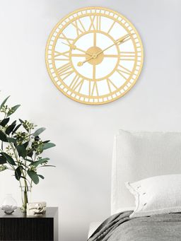 At Home by Nilkamal - Reflection Wall Clock -Gold