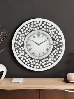 At Home by Nilkamal - Cirque Crystal Wall Clock -Silver
