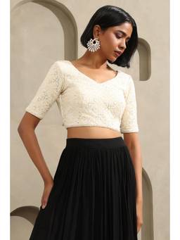 Soch - Women Cream Embroidered Georgette Blouse