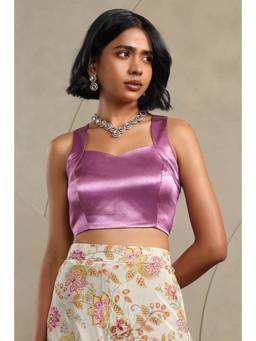 Soch - Women Purple Solid/Plain Satin Blouse
