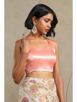 Soch - Women Peach Solid/Plain Satin Blouse