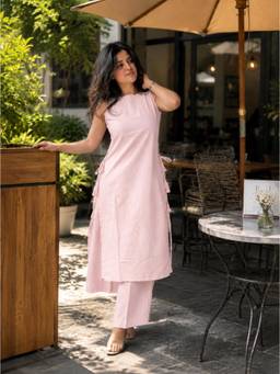 Stylum - Women Pink Solid/Plain Viscose Rayon Co-Ord Set