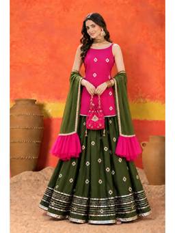 Stylum - Women Pink Printed Viscose Rayon Kurti and Skirt with Dupatta