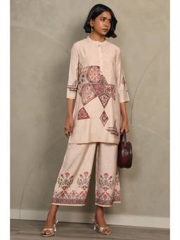 Soch - Women Beige Printed Cotton Blend Co-Ord Set