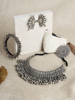 Teejh - Avanti Oxidised Silver Jewellery Set