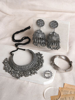 Teejh - Pataliputra Oxidised Silver Jewellery Set