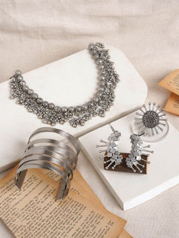 Teejh - Madurai Oxidised Silver Jewellery Set