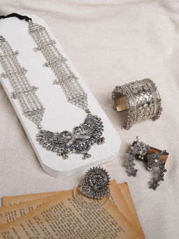 Teejh - Sravasti Oxidised Silver Jewellery Set
