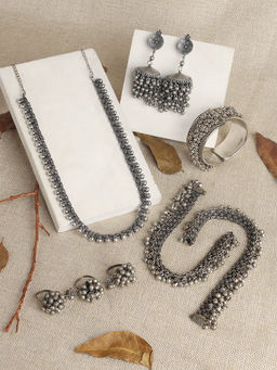 Teejh - Srirangam Oxidised Silver Jewellery Set
