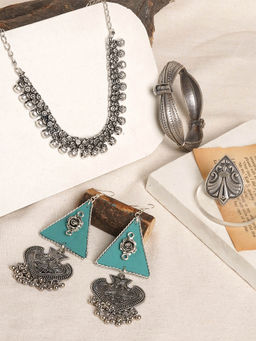 Teejh - Badami Oxidised Silver Jewellery Set