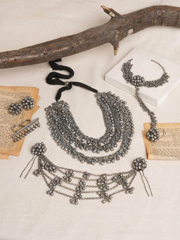 Teejh - Kakinada Oxidised Silver Jewellery Set