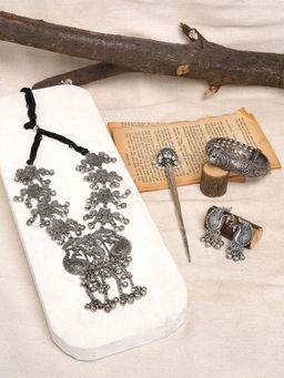 Teejh - Chittoor Oxidised Silver Jewellery Set