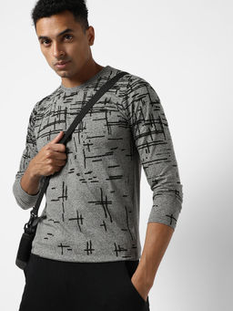Campus Sutra - Men Grey Printed Regular Fit Casual T-Shirt