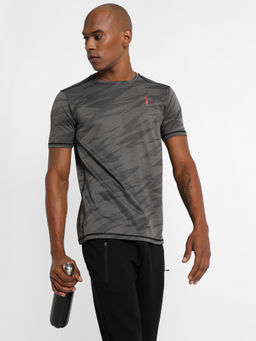Campus Sutra - Men Grey Printed Regular Fit Activewear T-Shirt