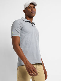 Campus Sutra - Men Solid Grey Regular Fit Activewear T-Shirt