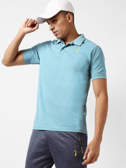 Campus Sutra - Men Solid Light Blue Regular Fit Activewear T-Shirt