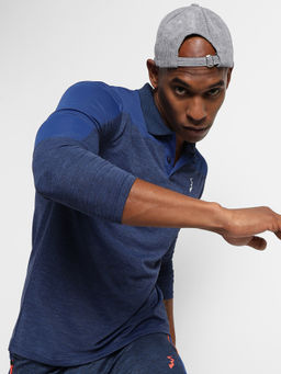 Campus Sutra - Men Blue Colourblockeded Regular Fit Activewear T-Shirt