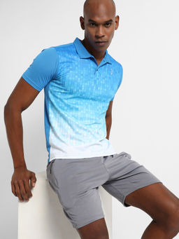 Campus Sutra - Men Blue Printed Regular Fit Activewear T-Shirt