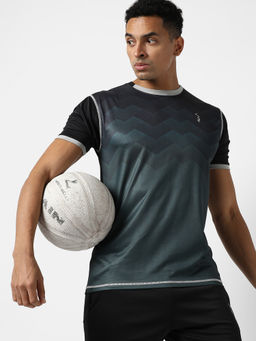 Campus Sutra - Men Charcoal Grey Printed Regular Fit Activewear T-Shirt