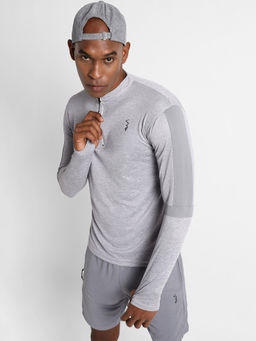 Campus Sutra - Men Solid Grey Regular Fit Activewear T-Shirt