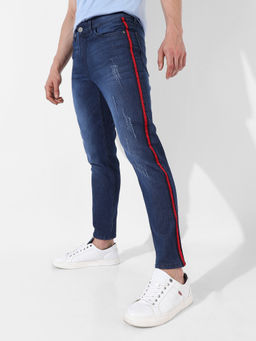 Campus Sutra - Mens Classic Blue Dark Washed Regular Fit Denim Jeans