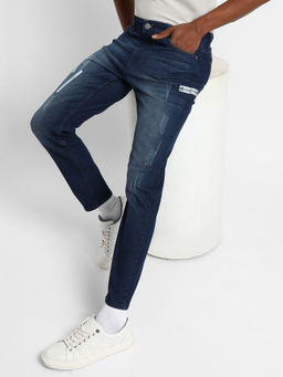 Campus Sutra - Mens Classic Blue Dark Washed Regular Fit Denim Jeans