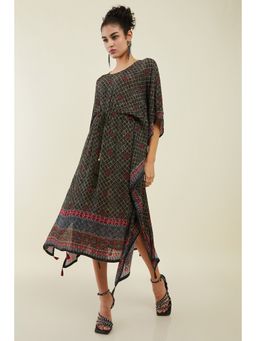 Soch - Women Olive Cotton Embroidered Kaftan