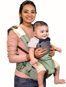 Polka Tots - 6 in 1 Green Hip Seat Baby Carrier with Airbag Seat