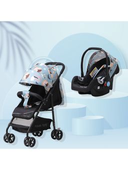 Polka Tots - Green Click Clack Travel System Rainbow Printed Stroller & Car Seat