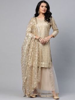 Readiprint - Net Beige Unstitched Dress Material (Set of 3)