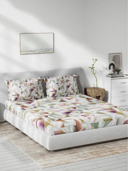 Ddecor Live Beautiful - Double Bedsheet with 2 Pillow Covers, 136 TC Purple