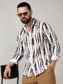 Campus Sutra - Mens White & Black Ombre Strokes Shirt