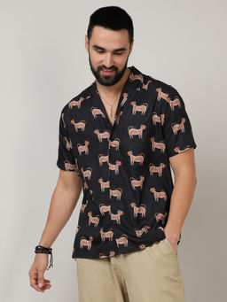 Campus Sutra - Mens Midnight Black Tiger Shirt