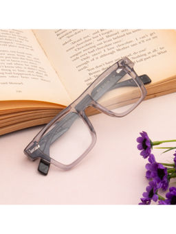 TED SMITH - Grey Square Premium Italian Acetate Frame For Unisex (BOYD_C3)