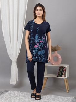 TWENTY ME - Navy Floral Printed Top Sleepwear Set