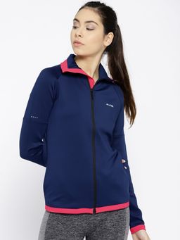 Alcis - Women Navy Blue Solid Sporty Jacket