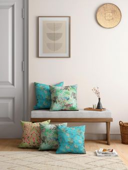 India Circus by Krsnaa Mehta - Bougainvillea Delights Blended Velvet Cushion Cover Set Of 5