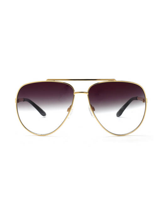 Buy French Connection Shiny Black Lens Aviator Sunglass Full  display picture 1